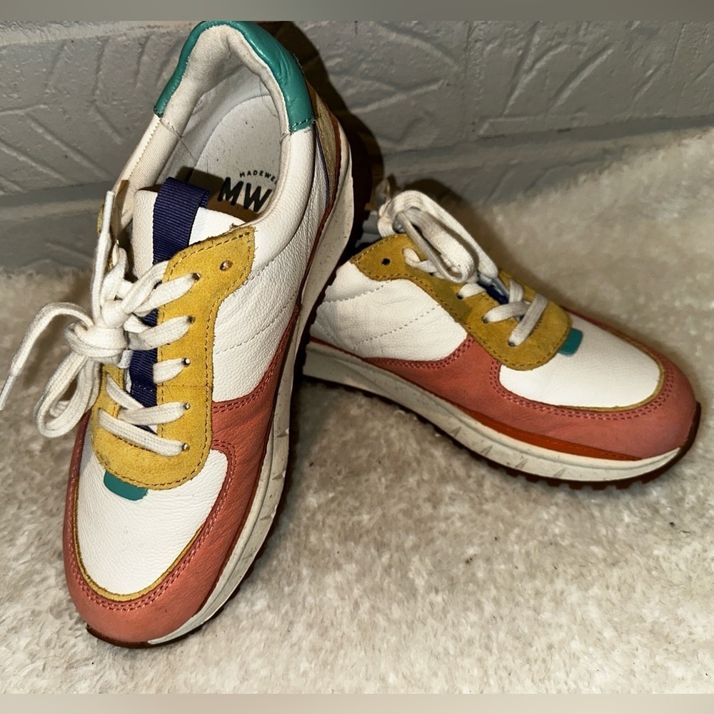 Madewell Kickoff Trainer Sneakers in Colorblock Leather Size 7 - Picture 3 of 12
